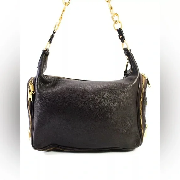 NWOT genuine leather brown pebbles Alexis Hudson Handbag gold toned hardware - Picture 4 of 16